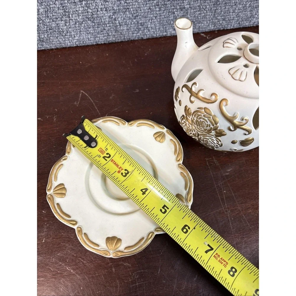 Partylite~Teapot~Tealight Candle Holder TEA TIME Luminary P7301 Porcelain Bisque